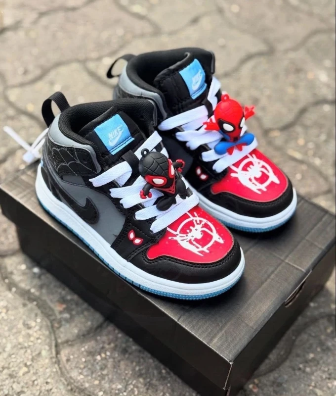 Air Jordan 1 Mid Spider-Man Miles Morales Custom (Kids)