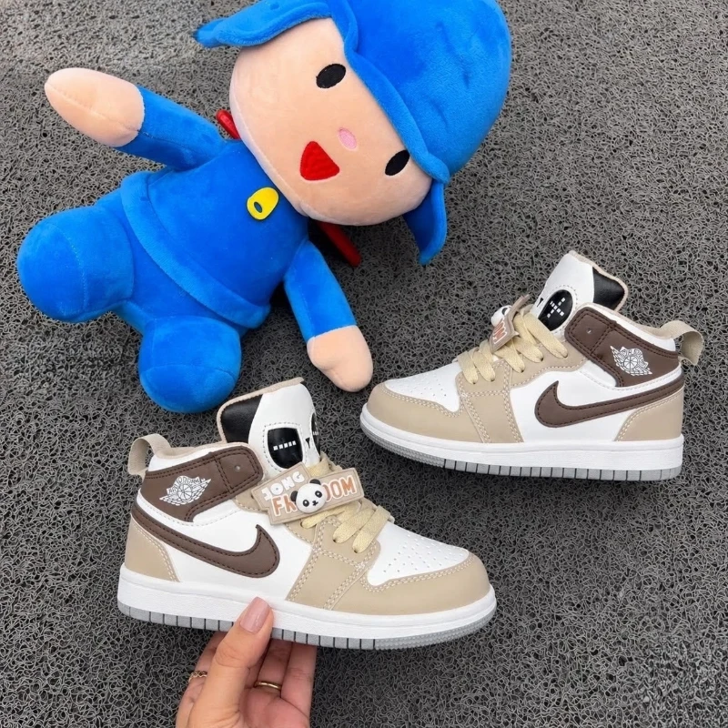 Air Jordan 1 Mid Panda Brown Beige Custom (Kids)