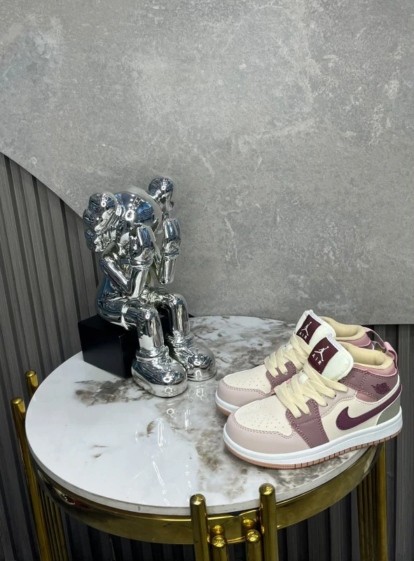 Air Jordan 1 Mid Sail Dusty Pink Burgundy Kids