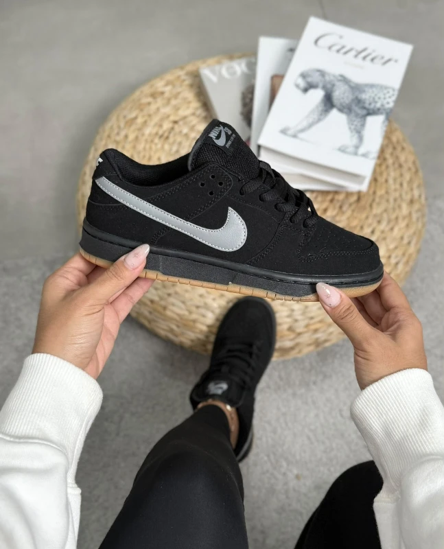 Nike SB Dunk Low Pro Black Metallic Silver Gum